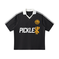 Load image into Gallery viewer, Black sports jersey with 'Pickle Up' branding on a white background
